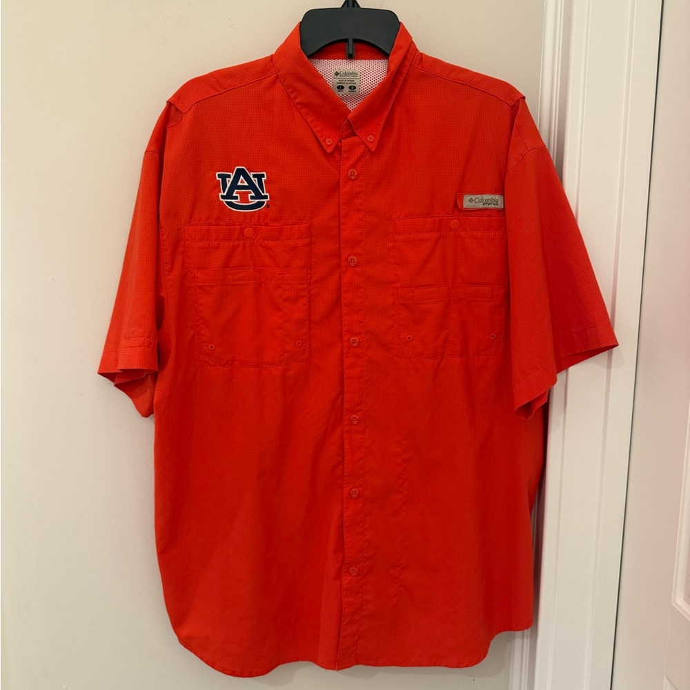 Columbia PFG Men's Auburn University Orange Fishing Shirt